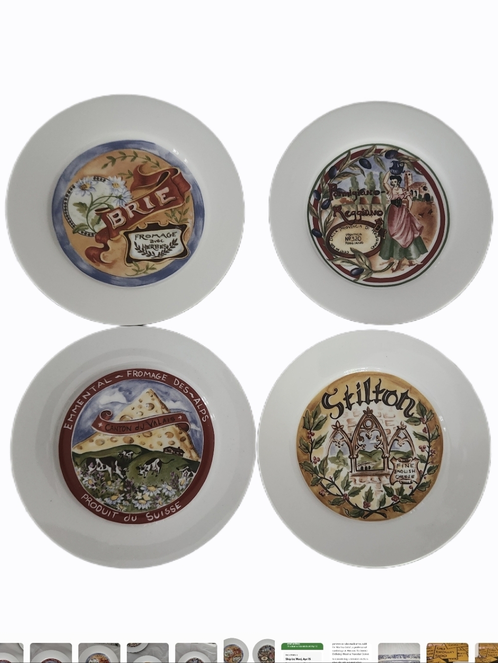 Restoration Hardware Set of four vintage  ceramic cheese appetizer plates